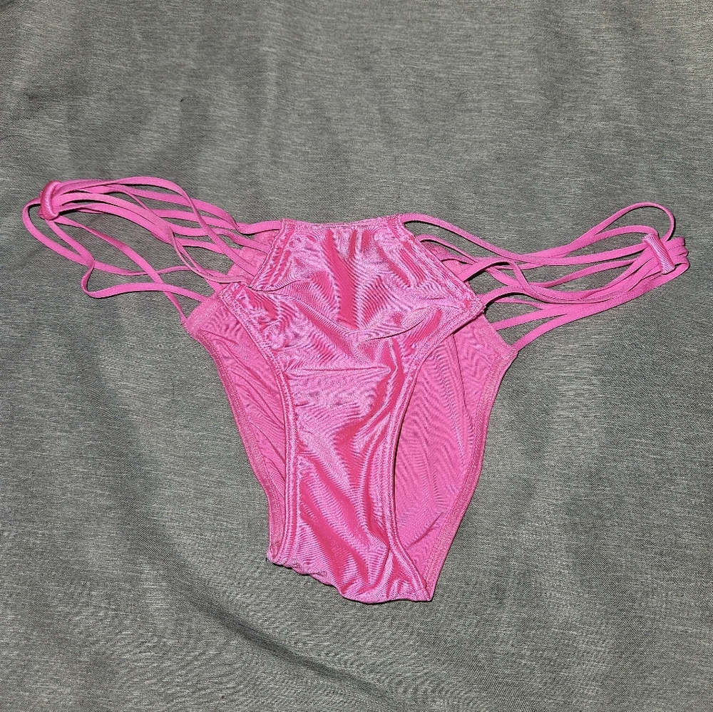 Victoria's Secret Hot Pink Cheekini Strappy Panty Small